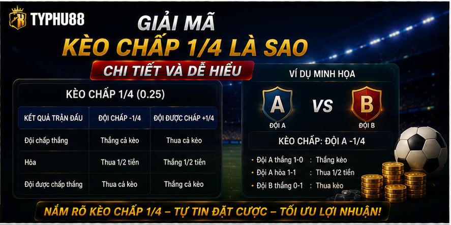 Giải mã kèo chấp 1/4 là sao chi tiết và dễ hiểu Giải mã kèo chấp 1/4 là sao chi tiết và dễ hiểu