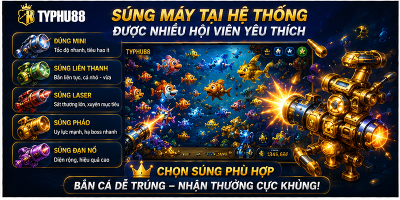 Súng máy tại hệ thống được nhiều hội viên yêu thích 