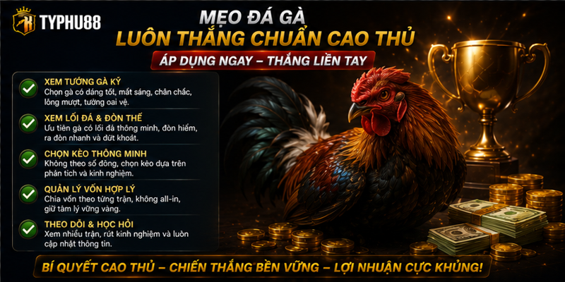Mẹo đá gà luôn thắng chuẩn cao thủ