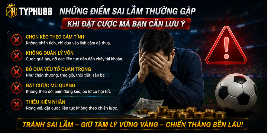 Những điểm sai lầm thường gặp khi đặt cược mà bạn cần lưu ý Những điểm sai lầm thường gặp khi đặt cược mà bạn cần lưu ý