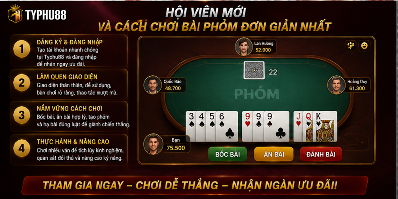 Hội viên mới và cách chơi bài phỏm đơn giản nhất Hội viên mới và cách chơi bài phỏm đơn giản nhất