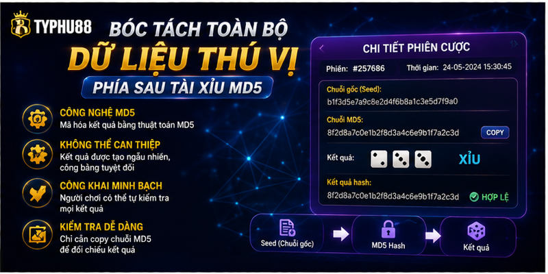Bóc tách toàn bộ dữ liệu thú vị phía sau tài xỉu MD5
